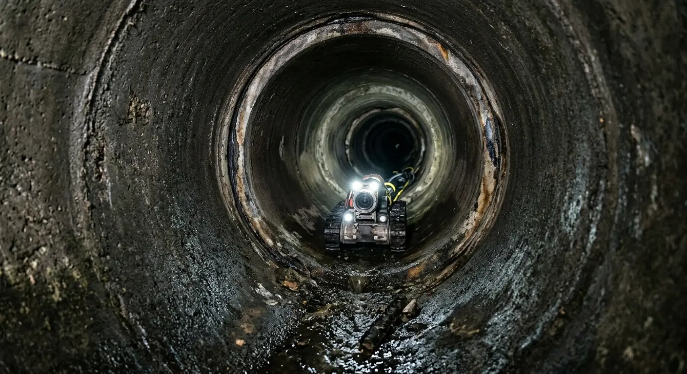 Robotic sewer camera inspecting pipe interior for Sewer Line Cleaning in Olympia